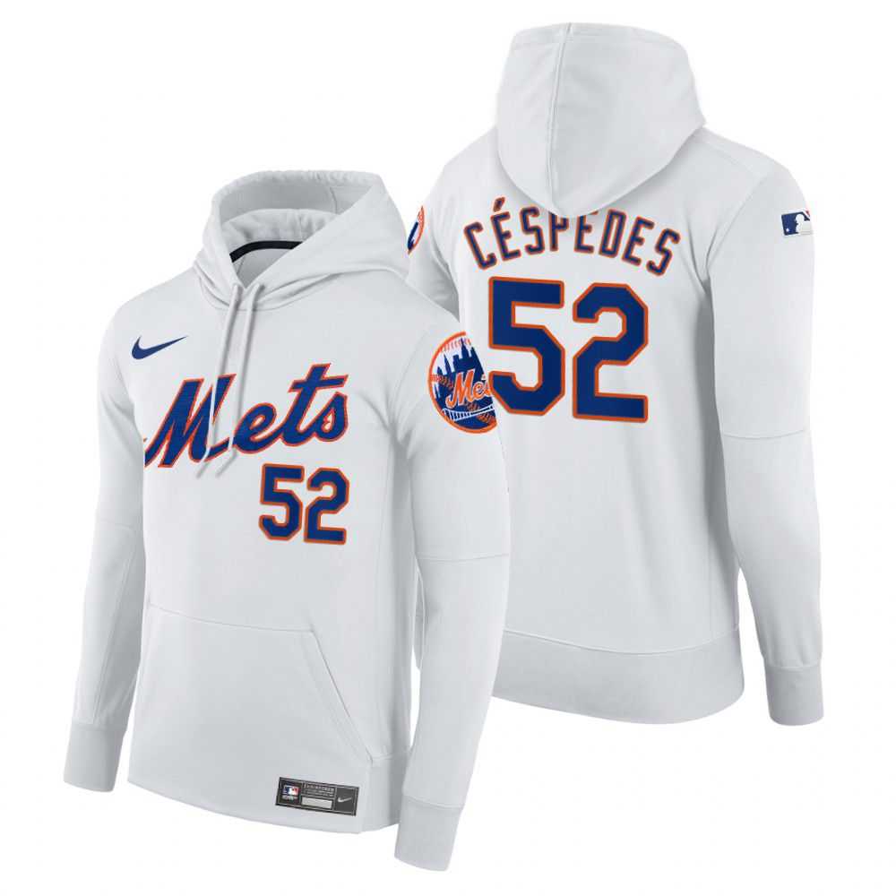 Men New York Mets 52 Cespedes white home hoodie 2021 MLB Nike Jerseys